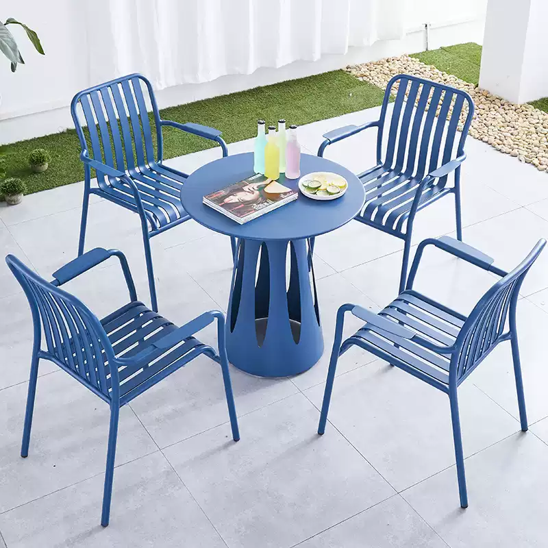 Waterproof Aluminum Outdoor Bistro Set - Colorful Patio Dining & Coffee Table with Chairs - 图片 3