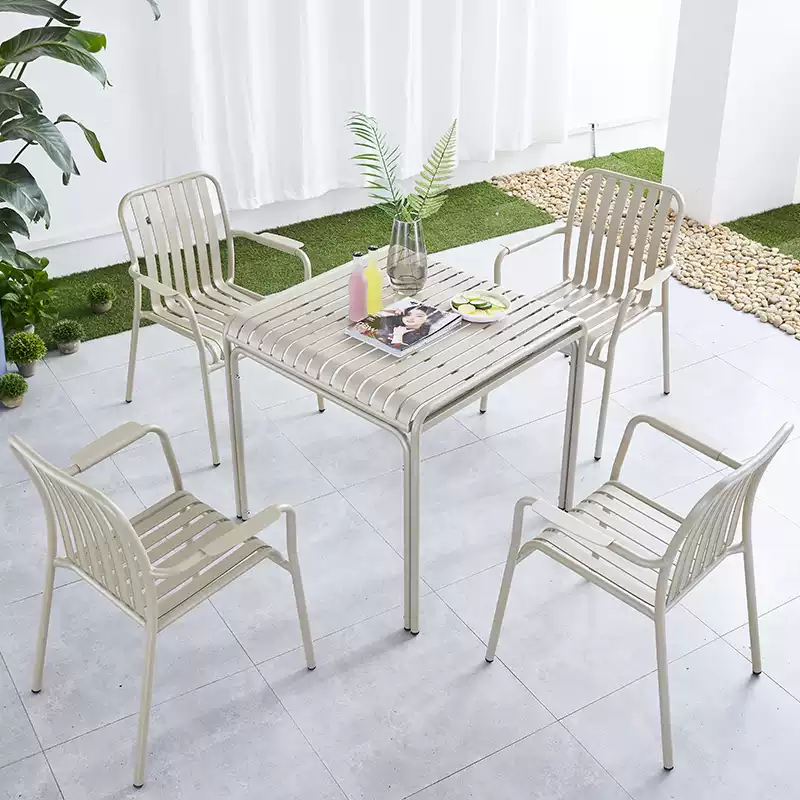 Waterproof Aluminum Outdoor Bistro Set - Colorful Patio Dining & Coffee Table with Chairs - 图片 4