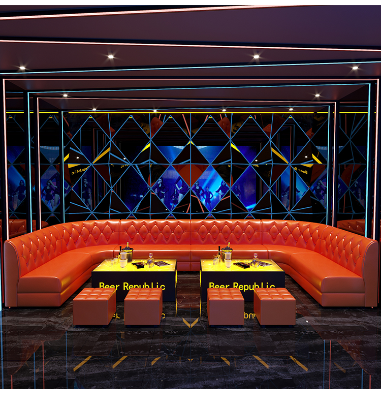 Bespoke Bar Night Club Furniture Sectional Leather Seating Set - 图片 4